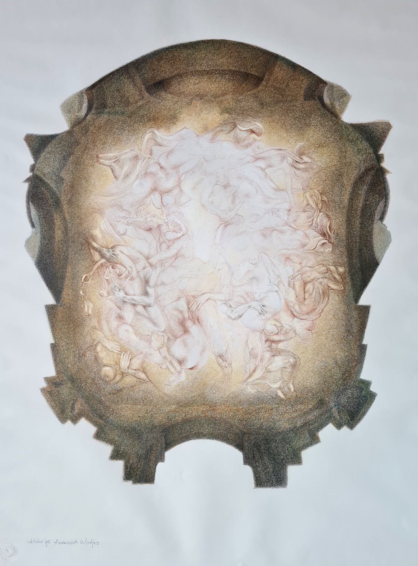 Kleurpotlood op papier 48 x 67 cm oktober 1995 kathedraal